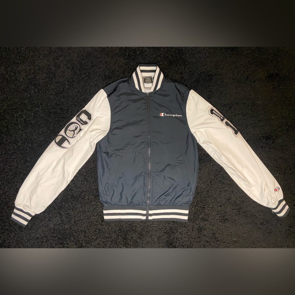 Mens XS Champion Varsity Jacket black and white
